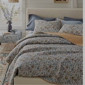 Garnet Hill Odete floral organic quilt king and king shams